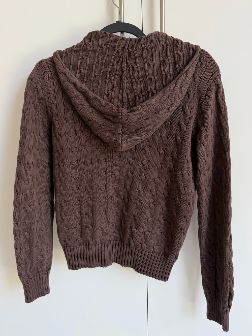 Ralph Lauren Brown Cable-Knit Zip Hoodie Sweater - Picture 3 of 11